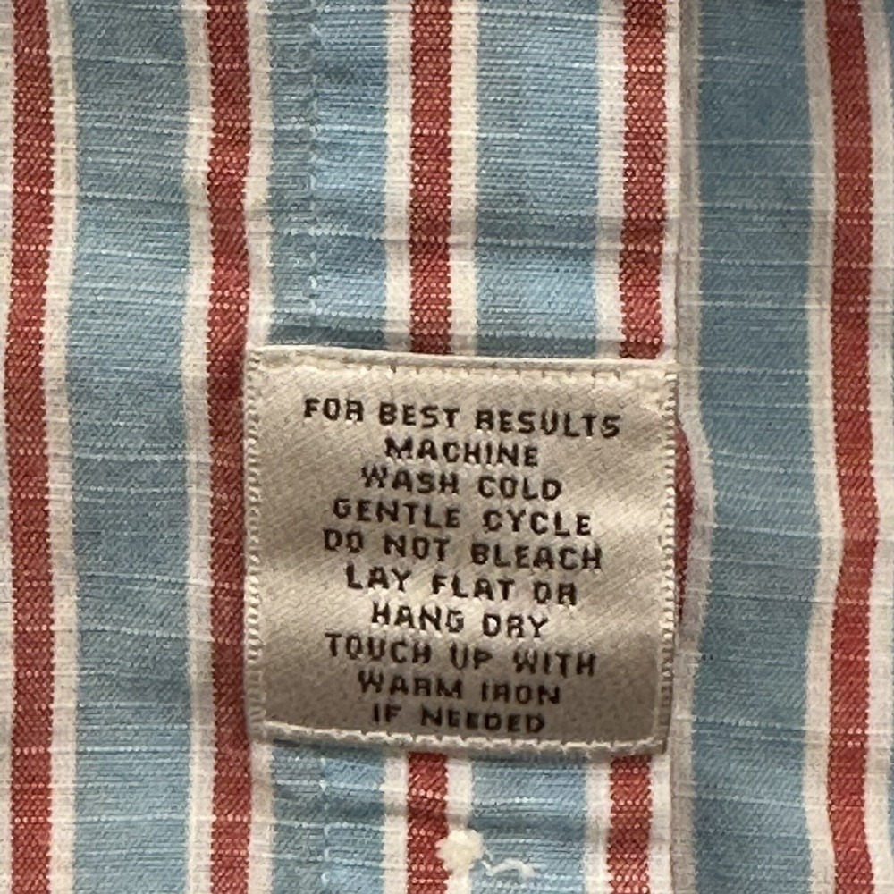 Peter Millar Striped Shirt Large Men Spread Collar Red Blue Turkey Cotton - Picture 8 of 8